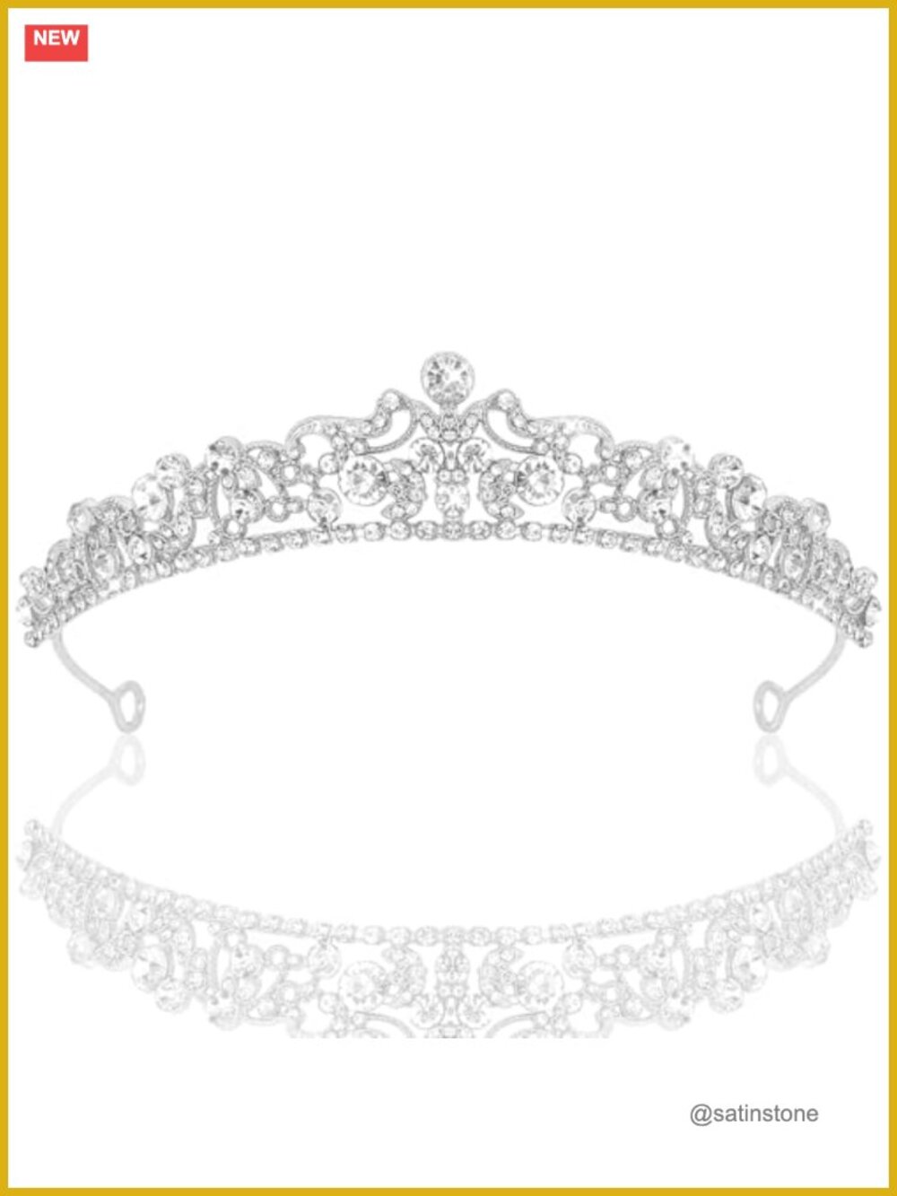 Rhinestone Crystal Wedding Tiara Crown Bridal Headpiece with Clips